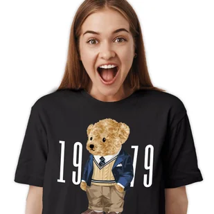 KOSZULKA T-SHIRT S Damska Elegancki Miś Mix Wzory - Koszulki i topy damskie - miniaturka - grafika 1