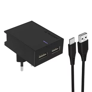 Swissten Karta sieciowa Smart IC CE 2x USB 3 A power czarny + kabel USB do transmisji danych 22044000 # Wpisz kod MDC5PL22 i uzyskaj dodatkowe 25 % rabatu na ten produkt promocja do 17.05.2020 - Ładowarki do telefonów - miniaturka - grafika 1