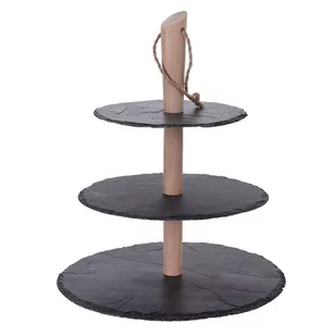 Kamienna patera EH EXCELLENT HOUSEWARE, szaro-brązowa, 3 poziomy, 36 cm - Tace i patery - miniaturka - grafika 1