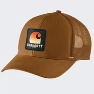 Czapki i chusty sportowe męskie - Czapka z daszkiem Carhartt Canvas Mesh-Back Crafted Patch brązowy - miniaturka - grafika 1