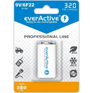 EverActive Akumulator Professional Line 6F22/9V ready to use 320 mAh 1 szt. (EVHRL22-320) - Baterie i akcesoria - miniaturka - grafika 1