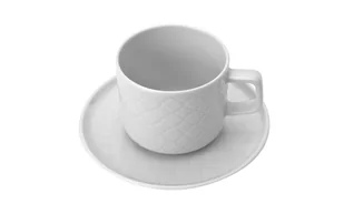 Filiżanka porcelanowa 250 ml + spodek Marrakesz Biały - Filiżanki - miniaturka - grafika 1