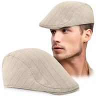 Czapki męskie - KASZKIET Męski na Lato Czapka w Jodełkę Casual JASNOBEŻOWY Pako Jeans - miniaturka - grafika 1