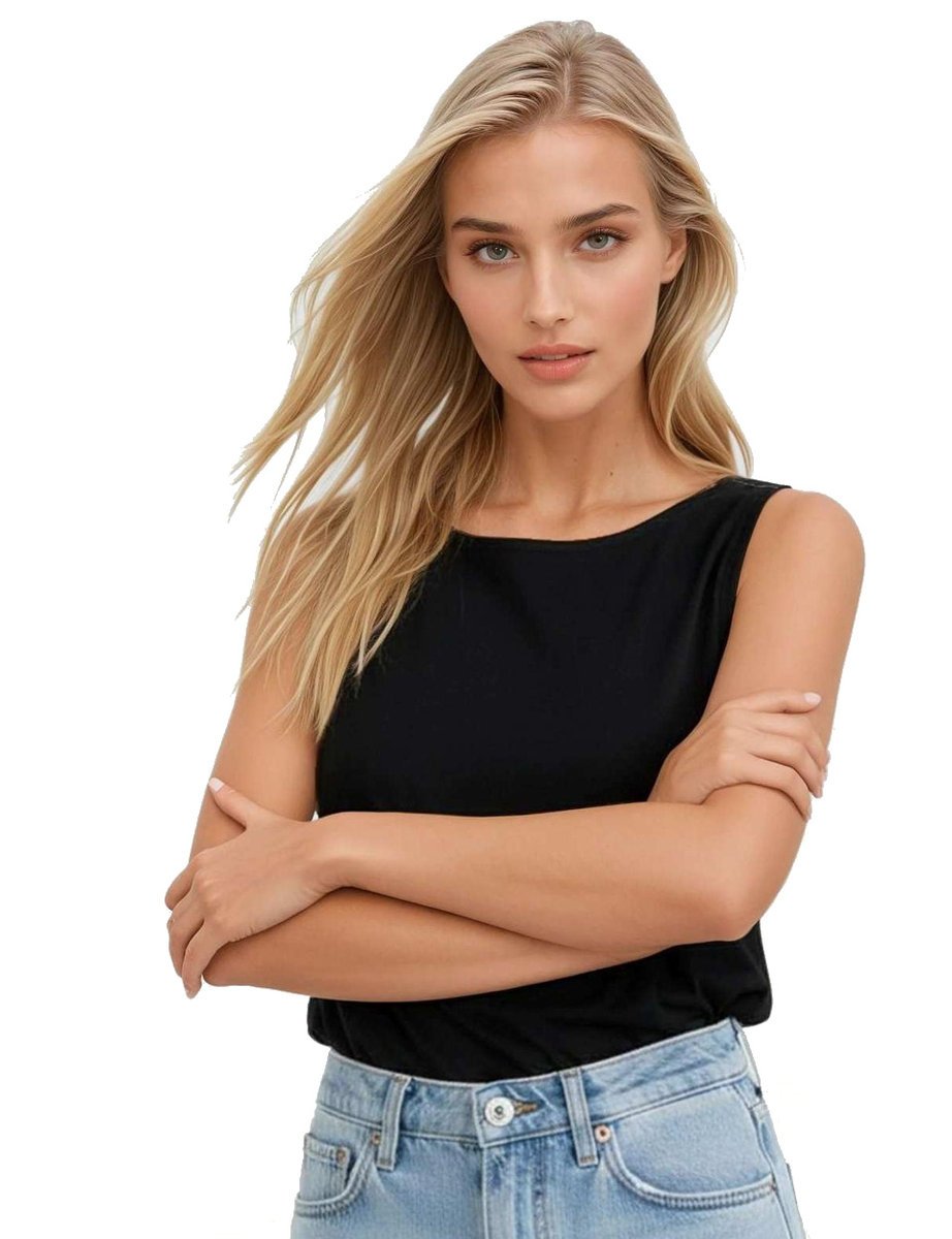 Koszulka damska na szerokich ramiączkach oversize Jakina czarna XL