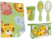 Okrycia kąpielowe dla dzieci - kosmetyczka dziecięca szczotka do włosów ręcznik kubek Dżungla lew tygrys - miniaturka - grafika 1