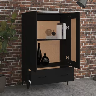 Lumarko Wysoka szafka, czarna, 70x31x115 cm, materiał drewnopochodny - Szafki do salonu Lumarko Wysoka szafka, czarna, 70x31x115 cm, materiał drewnopochodny - Szafki do salonu - miniaturka - grafika 4