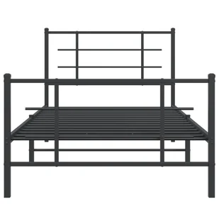 Metalowa rama łóżka z wezgłowiem i zanóżkiem, czarna, 100x190cm Lumarko! - Inne meble do sypialni - miniaturka - grafika 6
