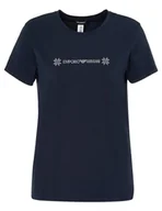 Koszulki i topy damskie - Emporio Armani Damski okrągły kołnierzyk Tartan Christmas Cotton T-Shirt damski, morski, S - miniaturka - grafika 1