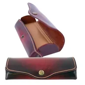 Etui na dokumenty i karty - MIKA 28063104 - etui na okulary duże z prawdziwej skóry / skóry siodłowej, etui na okulary i akcesoria do widzenia, pudełko na okulary dla kobiet i mężczyzn, przechowywanie okularów w kolorze czerwonym, etui na okulary przeciwsłoneczne ok. 16 x 8 x 3 cm - miniaturka - grafika 1