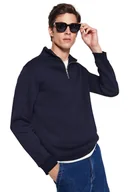 Bluzy męskie - TRENDYOL MAN MĘSKA BLUZA Z ZAMKIEM I STÓJKĄ GRANATOWA GŁADKA L 5DA - miniaturka - grafika 1
