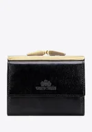 Portfele - Damska portmonetka skórzana średnia czarna - miniaturka - grafika 1