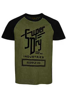 Koszulki męskie - Superdry Koszulka męska z nadrukiem, Thrift Olive Marl/Black, M - grafika 1