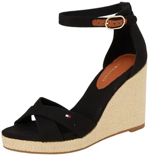 TOMMY HILFIGER Espadryle damskie FLAGA HIGH WEDGE ESPAD CRISSCROSS Espadryle, CZARNE (czarny), 36 UK, Czarny, 39 EU - Espadryle damskie - miniaturka - grafika 1