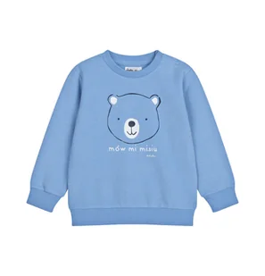 Bluza dla dziecka do 2 lat, z misiem i napisem mów mi misiu, niebieska - Bluzy i sweterki niemowlęce - miniaturka - grafika 1