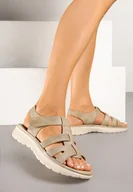 Sandały damskie - Beżowe Sandały z Geometrycznymi Paskami Natarosa - miniaturka - grafika 1