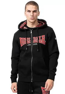 Lonsdale TARANSAY męska bluza z kapturem z zamkiem błyskawicznym, normalny krój, czarny/czerwony/szary, 3XL, 117475 - Bluzy męskie - miniaturka - grafika 1