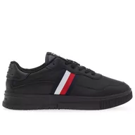 Trampki męskie - Buty Tommy Hilfiger Supercup Stripes Leather FM0FM04824-0GQ - czarne - miniaturka - grafika 1