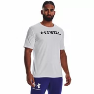 Koszulki sportowe męskie - Męski t-shirt z nadrukiem Under Armour UA I Will SS - biały - UNDER ARMOUR - miniaturka - grafika 1