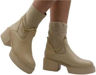 Trzewiki Karino 4402-001F Beż Lico Skórzane TN - KARINO - Botki damskie - miniaturka - grafika 1