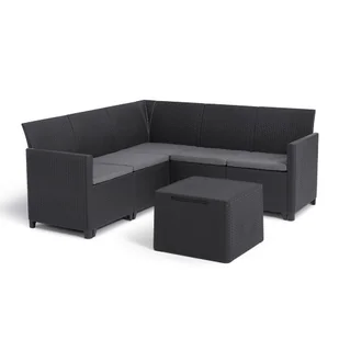 Curver 5-miejscowy narożnik ogrodowy Claire ze stolikiem z poduszkami grafitowy - Meble ogrodowe - miniaturka - grafika 1