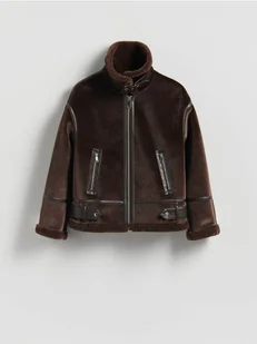 Reserved - Kurtka typu kożuch - ciemnobrązowy - Kurtki damskie - miniaturka - grafika 1