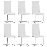 Krzesła - Lumarko Krzesła stołowe, wspornikowe, 6 szt., białe, sztuczna skóra - miniaturka - grafika 1