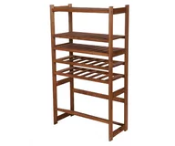 Regały - Regał Drewniany Do Spiżarni Lsr P3W2S1 Brązowy, Półki Proste 3 Szt, Półki Na Wino 2 Szt, Półki Na Skrzynki 1 Szt Drewno Sosnowe / Wamar-Sosenka - miniaturka - grafika 1