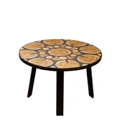 Ławy i stoliki kawowe - Stół Z Plastra Drewna Żywica Epoksydowa 78 X 78 X 2,5 Cm Nogi 40 Cm Pdos_122811_Z02 / Wood & Resin - miniaturka - grafika 1