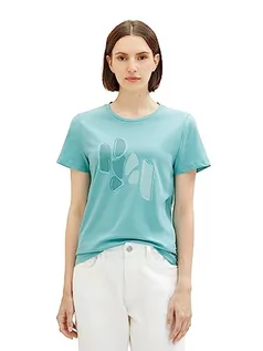 Koszulki i topy damskie - T-shirt damski TOM TAILOR z nadrukiem, 10426-letni turkusowy, XL - grafika 1