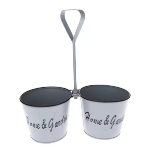 Osłonka metalowa na 2 doniczki Home and Garden, szary, 24 x 27 x 11,5 cm - Donice - miniaturka - grafika 1