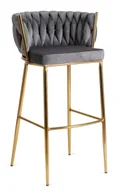 Taborety i hokery - Szary welurowy hoker w stylu glamour H8-P81 - miniaturka - grafika 1