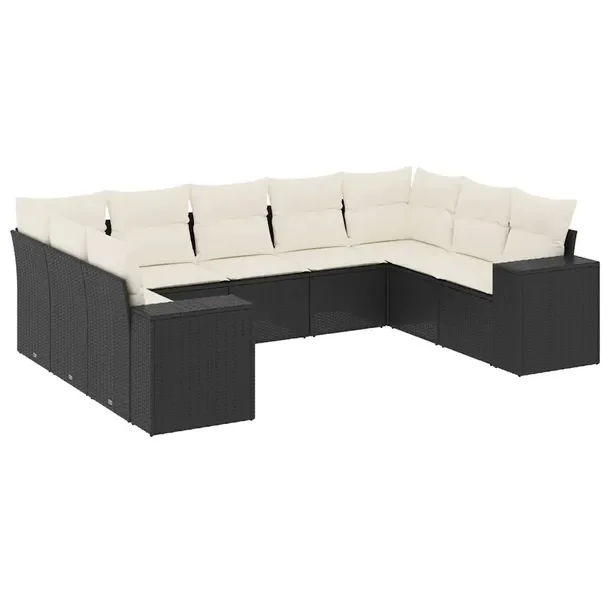 Modułowy zestaw wypoczynkowy z rattanem PE, czarny, wymiary: 62x62x69 cm