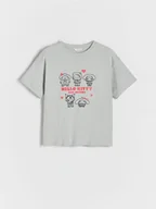 Koszulki dla dziewczynek - Reserved - T-shirt Hello Kitty - jasnoszary - miniaturka - grafika 1