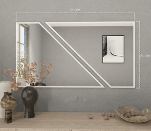 Duże lustro ścienne z białą drewnianą ramą 50x90 cm - Lustra - miniaturka - grafika 1
