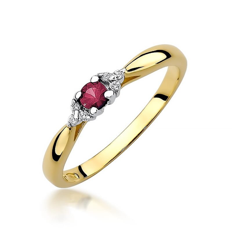 Złoty pierścionek Rubin 0,15ct żółte złoto pr. 585