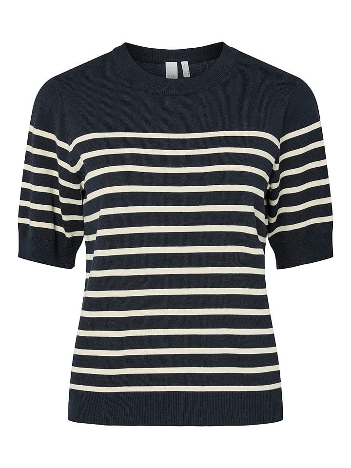 YAS Sweter w kolorze granatowo-białym