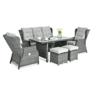 Meble ogrodowe - Meble technorattanowe BALTIMORE DINING + PUFY Dark Grey - miniaturka - grafika 1