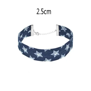 CHOKER w gwiazdki GRANATOWY zapinany 2,5 CM - Naszyjniki - miniaturka - grafika 1