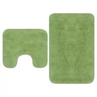 Dywaniki łazienkowe - vidaXL 2-częściowy zestaw mat łazienkowych, tkanina, zielony - miniaturka - grafika 1