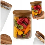 Pojemniki kuchenne - POJEMNIK SZKLANY 420 ml z AKACJOWĄ POKRYWKĄ SŁOIK na MAKARON PRZYPRAWY KAWĘ - miniaturka - grafika 1