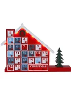 Ozdoby bożonarodzeniowe - STAR Trading Kalendarz adwentowy LED "Yuletide" w kolorze czerwonym ze wzorem - 44 x 32 cm - miniaturka - grafika 1