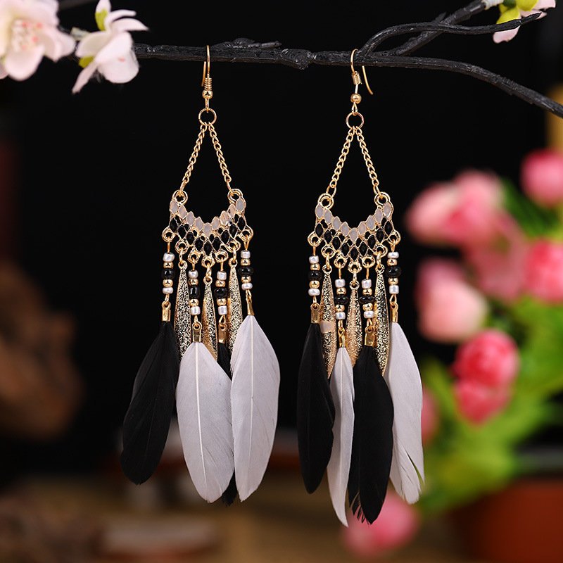 KOLCZYKI ZWISAJĄCE BOHO DŁUGIE PIÓRA! POLECAM!