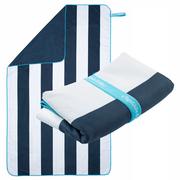 Ręczniki - Ręcznik z mikrofibry szybkoschnący plażowy, granatowy w pasy, 130x80 - miniaturka - grafika 1