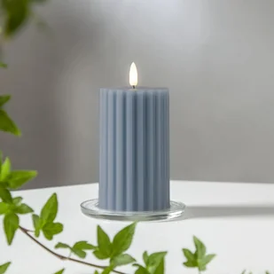 Świeca Led woskowa filarowa FLAMME STRIPE niebieska 15cm - Świece - miniaturka - grafika 1