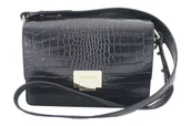 Torebki damskie - Modna torebka skórzana - CROCO - Czarna - Czarny - miniaturka - grafika 1
