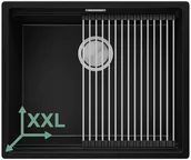 Zlewozmywaki - Zlewozmywak kuchenny granitowy jednokomorowy bez ociekacza z dużą komorą XXL Praga 60 Slim Level + zwijany ociekacz - miniaturka - grafika 1