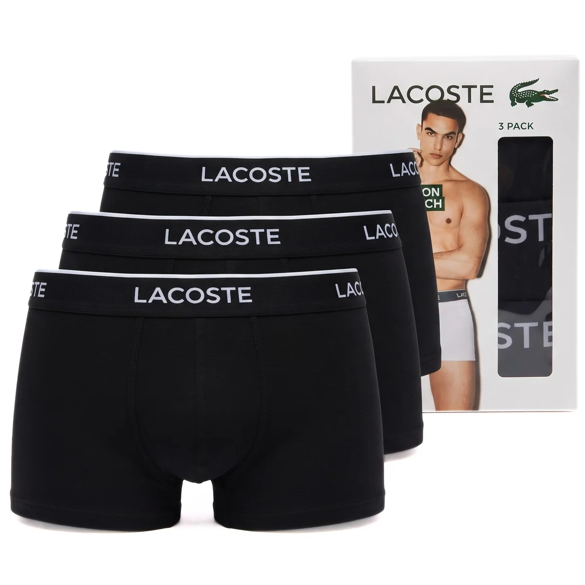 Bokserki Męskie Lacoste 3pack Czarne Majtki Rozmiar M