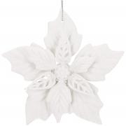 Ozdoby bożonarodzeniowe - Gwiazda betlejemska biała z brokatem ozdoba choinkowa poinsecja sztuczny kwiat - miniaturka - grafika 1