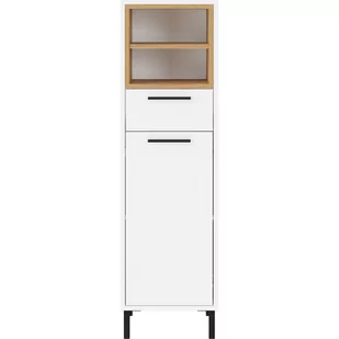 Biała wysoka szafka łazienkowa w dekorze dębu 34x118 cm Loria – Germania - Szafki łazienkowe - miniaturka - grafika 1