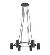 Lampy sufitowe - Markslojd LAMPA wisząca PORTO 107357 okrągła OPRAWA metalowa zwis tuby czarne 107357 - miniaturka - grafika 1